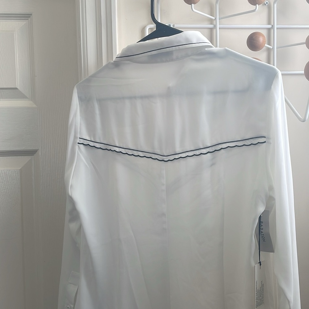 Aritzia - Babaton - NWT Cowboy Western Style Button Down Shirt White / Black- S - Picture 7 of 11
